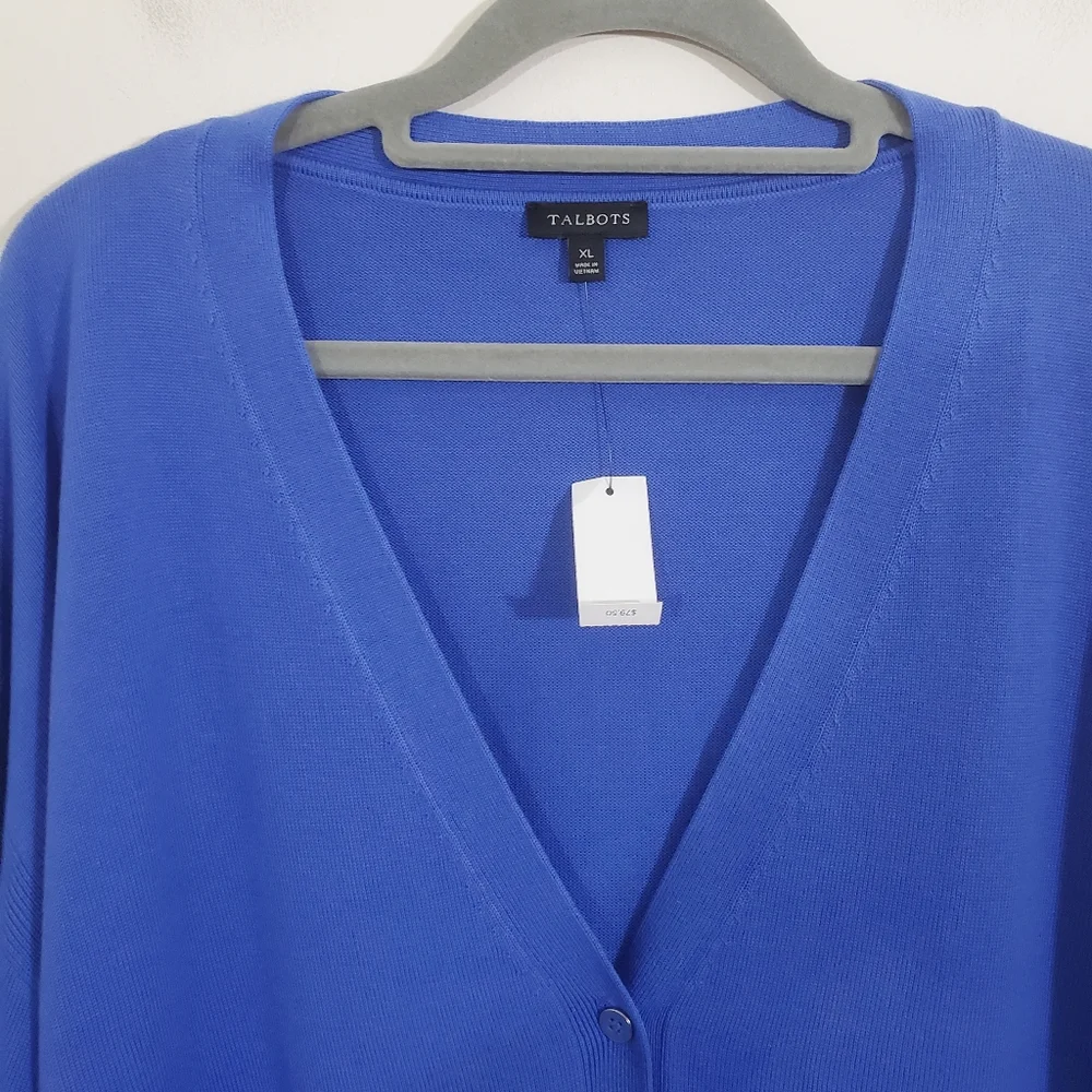 NWT Talbots Cardigan Lightweight Sweater Blue Size XL Business Casual Layers